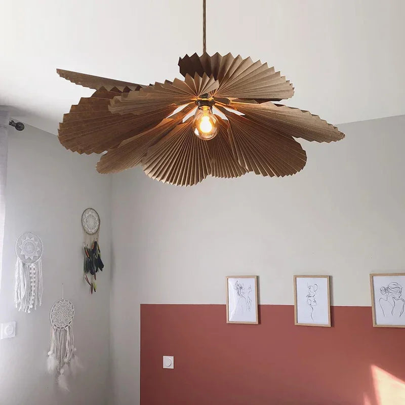 lustre rétro en papier pétale pour décoration intérieure