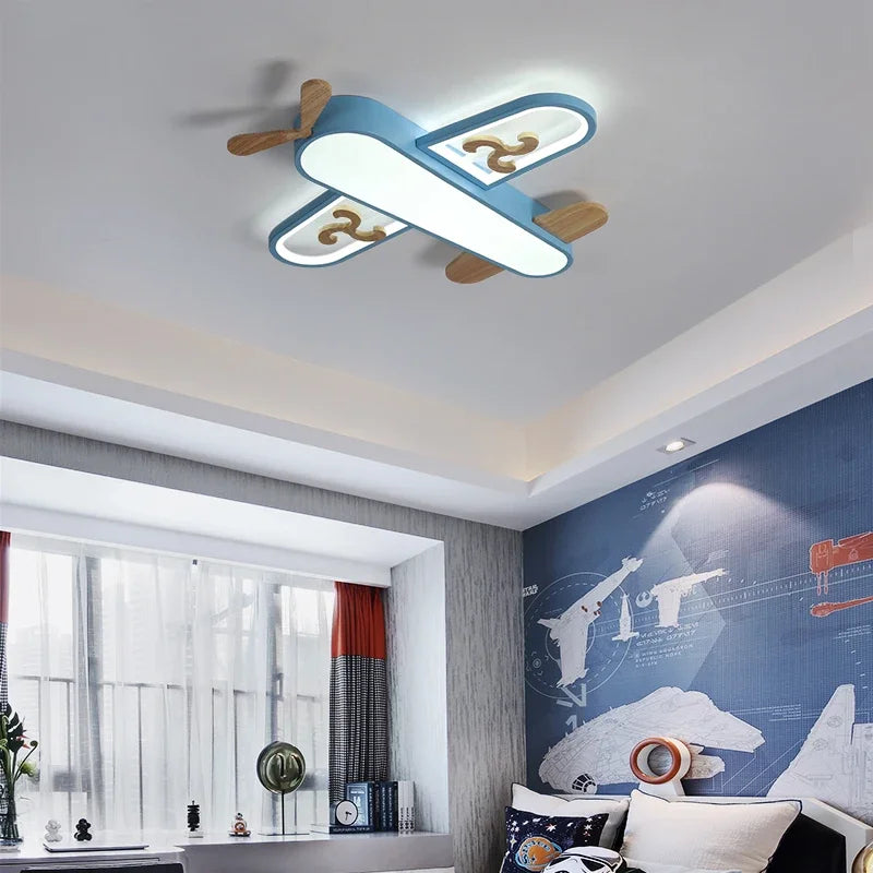 plafonnier en bois minimaliste avion pour chambre d enfants - vue 3 sur 9