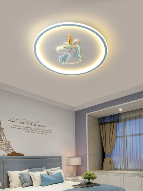 BOSSEN Scandinavian LED Children's Room Ceiling Pendant Light, Pink/Blue Unicorn for Living Room, Bedroom Home Decoration. - vue 6 sur 14