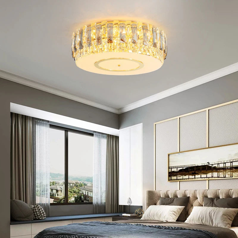 plafonnier led en verre cristal intensité réglable décoration moderne - vue 3 sur 11