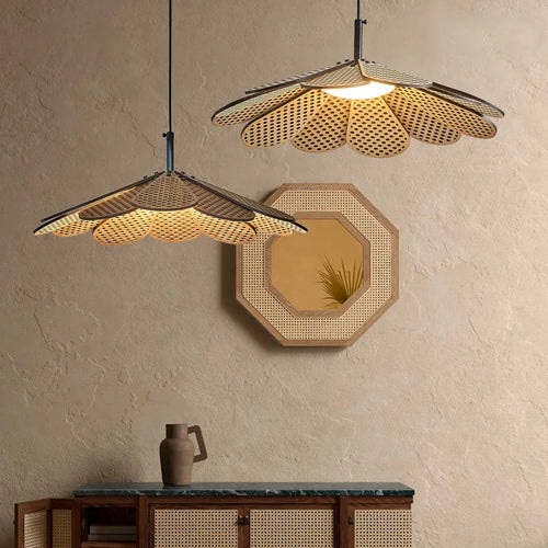 suspension en bois japonais style pétale pour intérieur chaleureux - vue 2 sur 6