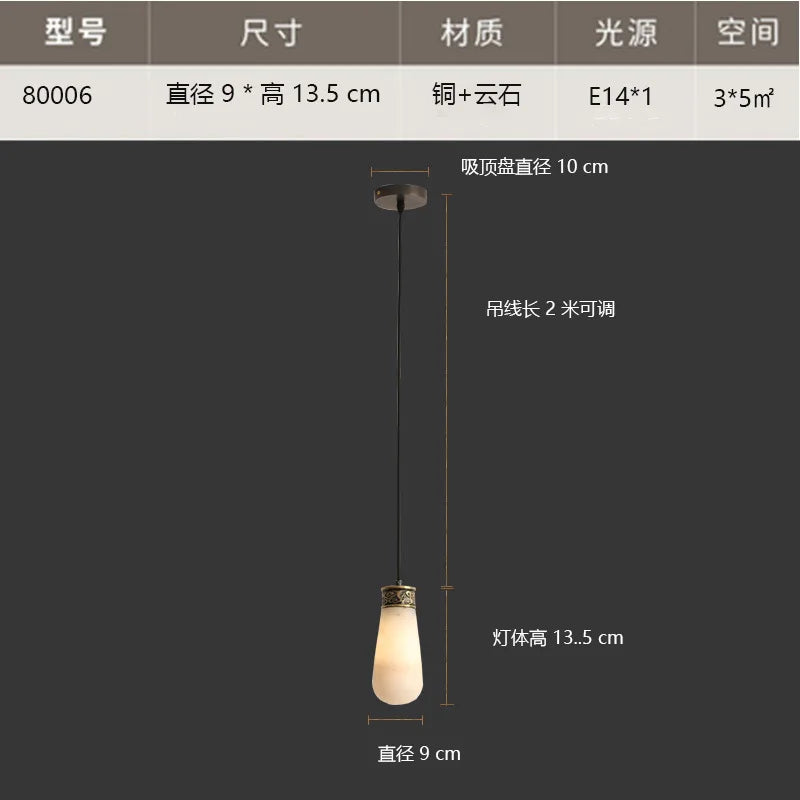 suspension créative en marbre et jade pour intérieur - vue 8 sur 9