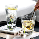 verre martelé motif marguerite pour boissons résistant chaleur