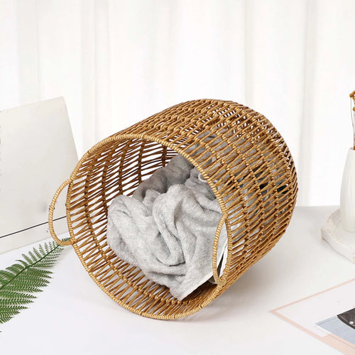 panier tissé imitation rotin pour jouets et linge - vue 3 sur 10