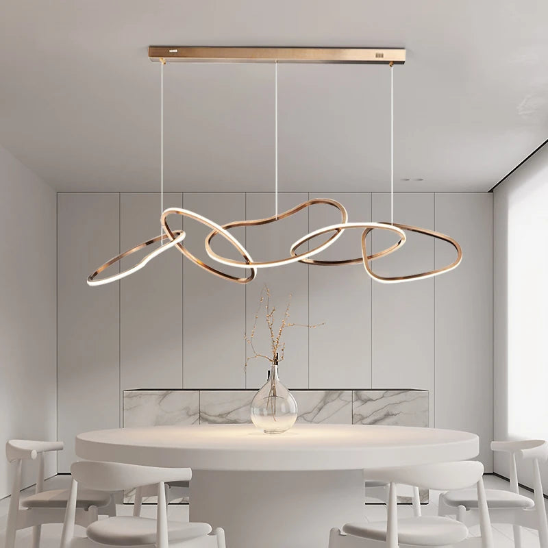 Nouveau lustre Simple moderne île Restaurant suspension nordique luxe créatif en acier inoxydable galvanisé suspension
