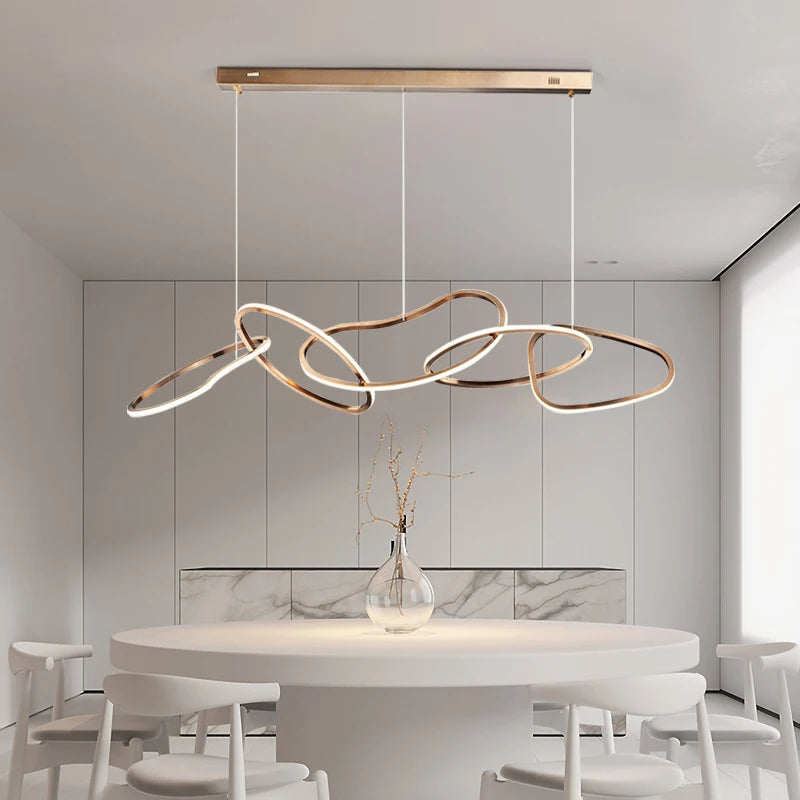 lustre moderne simple nordique luxe en acier inoxydable galvanisé - vue 6 sur 10