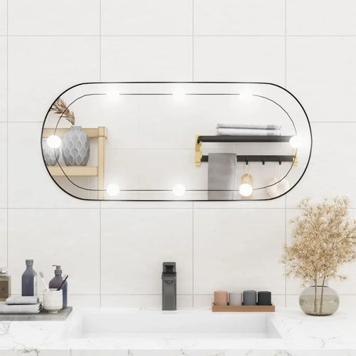 miroir mural oval avec lumières led en verre décoratif - vue 2 sur 7