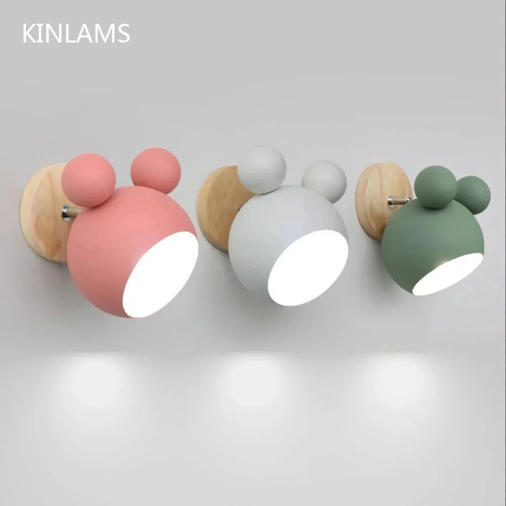 Applique murale modernes dessin animé Mickey style appliques murales colorées cuisine Restaurant macaron lampe de chevet décorative E27