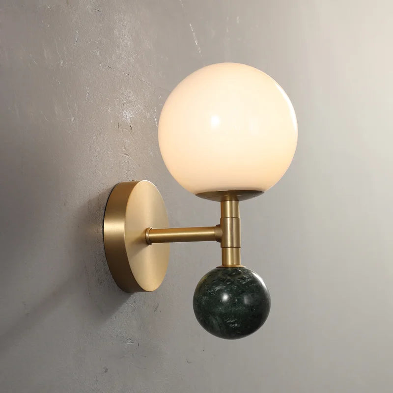 applique murale nordique moderne en cuivre marbre éclairage led décoration luxe - vue 2 sur 6