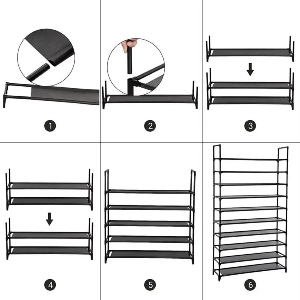 étagère à chaussures sur pied à 10 niveaux grande capacité pour rangement - vue 9 sur 9