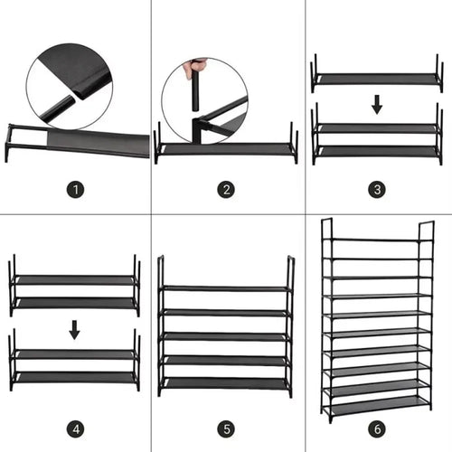 étagère à chaussures sur pied à 10 niveaux grande capacité pour rangement - vue 9 sur 9