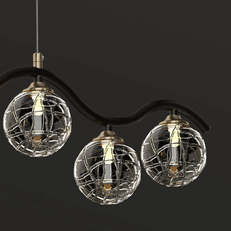 suspension moderne en verre et métal pour intérieur - vue 5 sur 10