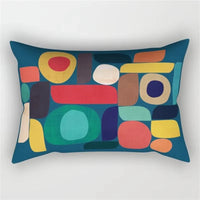 housse de coussin géométrique arc-en-ciel et motifs végétaux