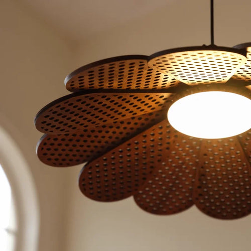 suspension en bois japonais style pétale pour intérieur chaleureux - vue 5 sur 6