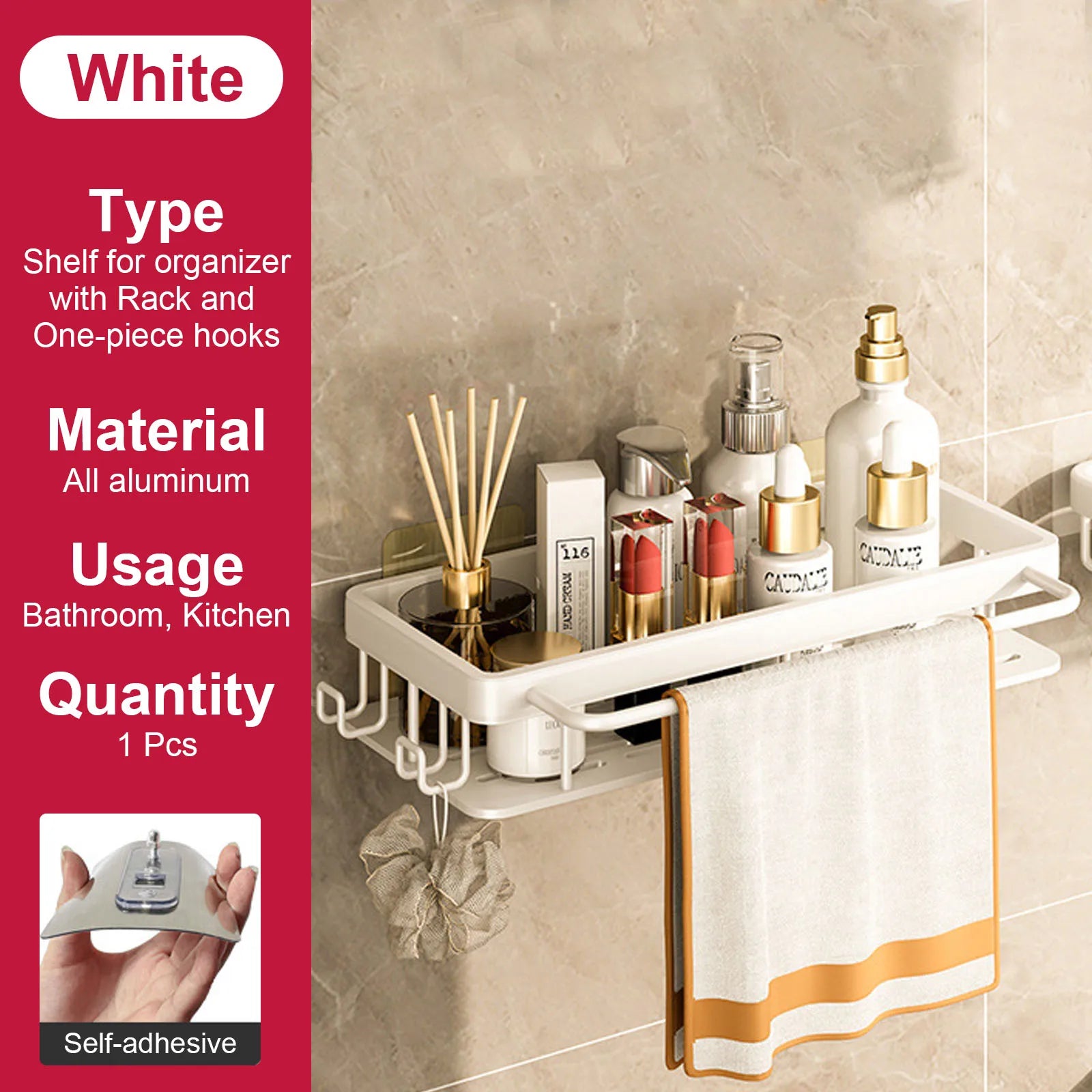 etagère murale sans perçage pour rangement de salle de bain et cuisine - vue 16 sur 30
