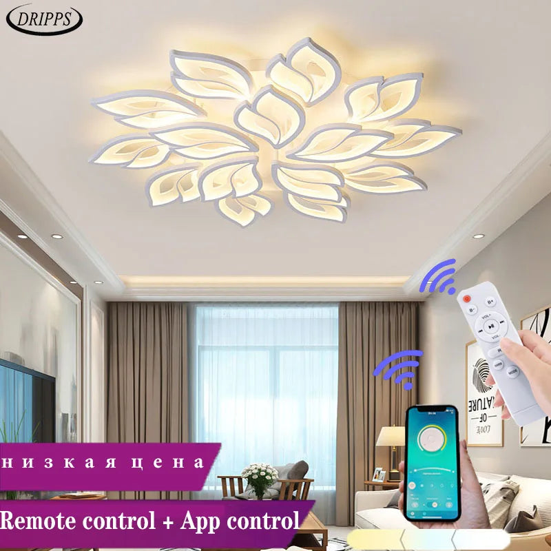 plafonnier led fleur acrylique contrôlable par application pour hôtel café