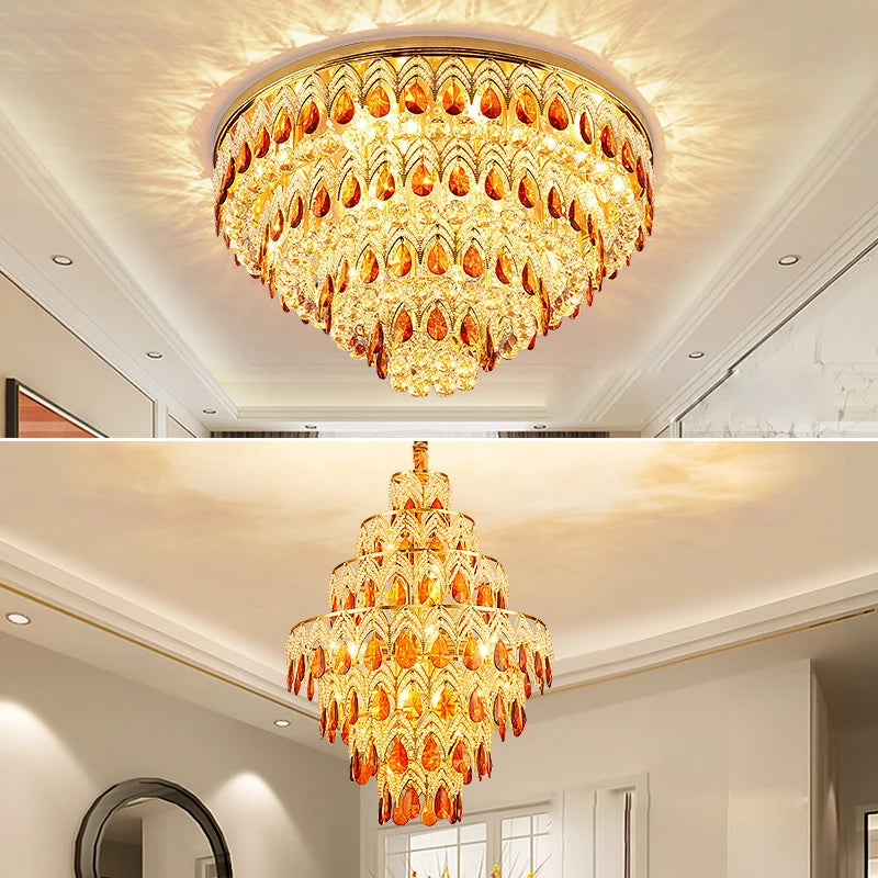 plafonnier led en chrome doré design élégant pour intérieur - vue 4 sur 13