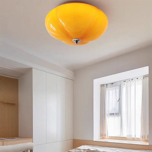 plafonnier Rétro LED minimaliste Orange citrouille en verre pour chambre couloir entrée salle d'étude décor à la maison