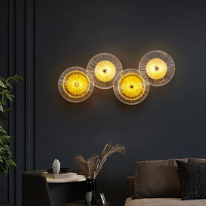 applique murale ronde moderne en cristal avec appliques led - vue 5 sur 11