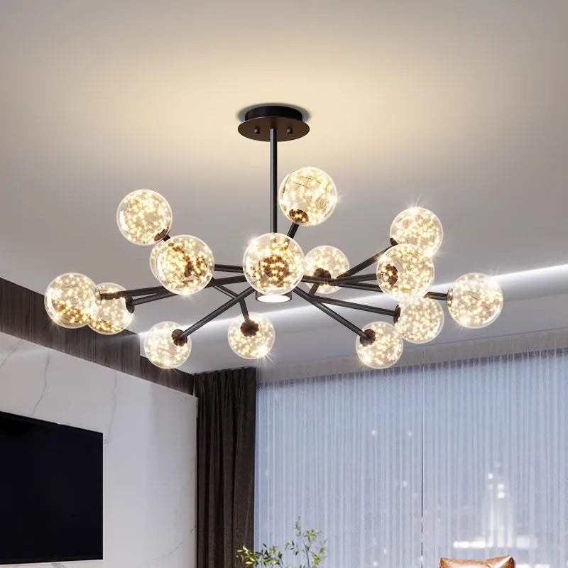 lustre décoration intérieur avec lampes suspendues fantaisie - vue 5 sur 7