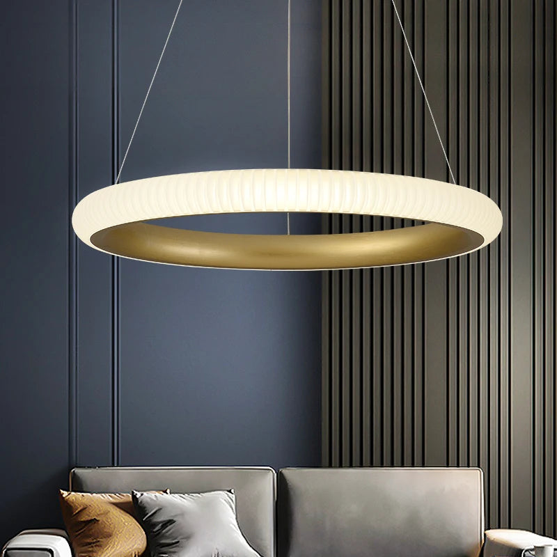 suspension led ronde art déco pour un éclairage élégant - vue 3 sur 13