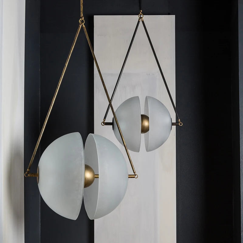 suspension en verre métal art déco - vue 4 sur 6