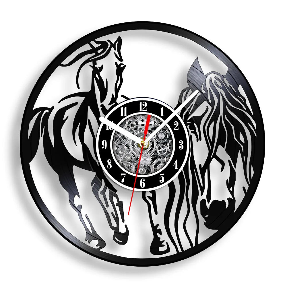 horloge murale vinyle cheval décoration équestre artisanale cadeau unique - vue 22 sur 22