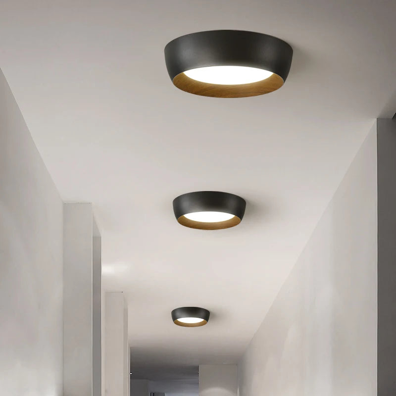 plafonnier led moderne réglable en fer et bois minimaliste italien - vue 4 sur 8