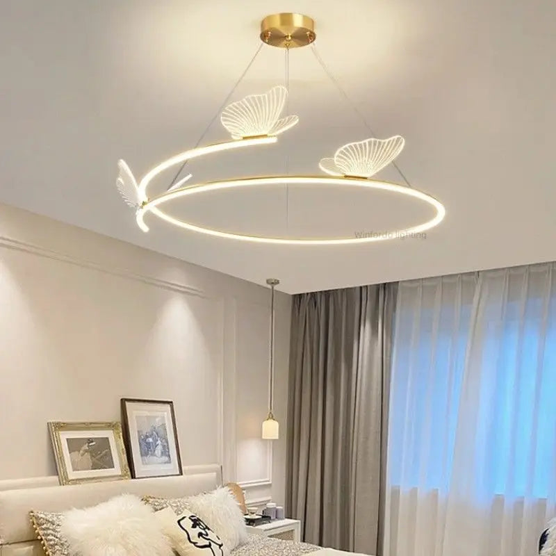 Lustre design LED rond en forme de papillon