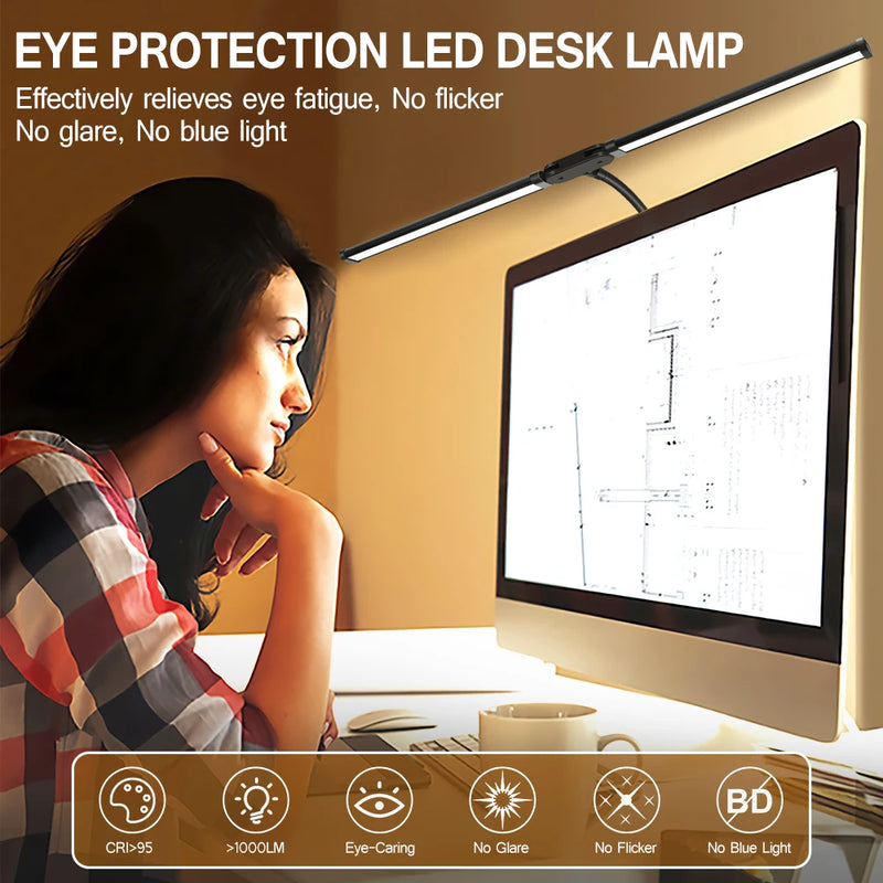 lampe de bureau led à pince 360° 3 modes 10 luminosités simple/double