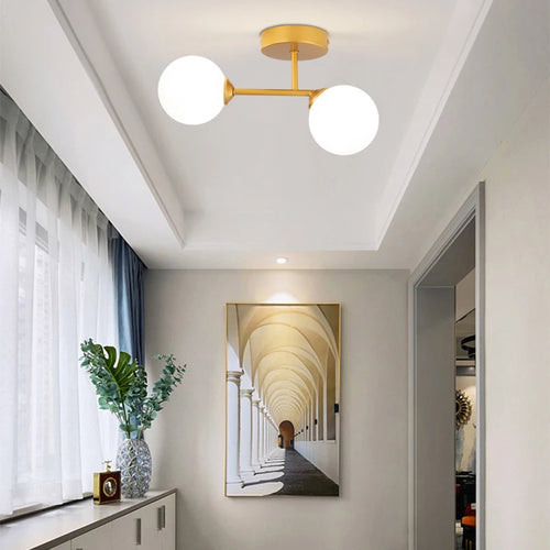 led plafonnier décor intérieur chambre salon couloir boule nordique - vue 4 sur 8