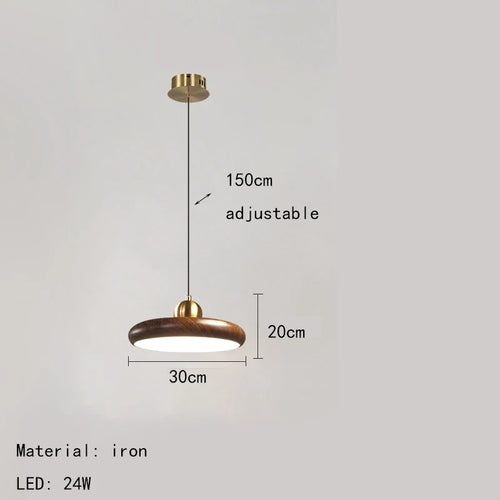 lustre en fer imitation grain de bois luminaires suspendus variables - vue 8 sur 7