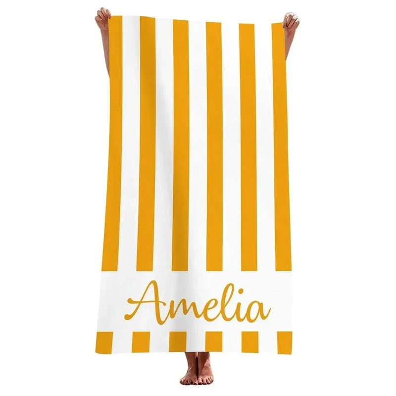 Serviette de plage personnalisée rayures géométriques microfibre absorbante