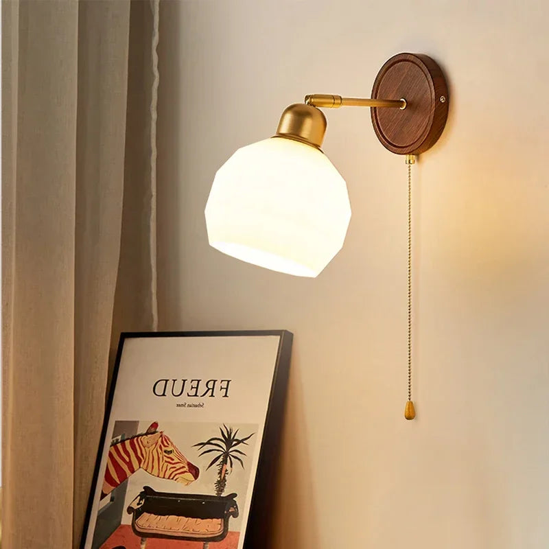 applique murale en verre avec interrupteur à tirette décor artistique - vue 4 sur 8