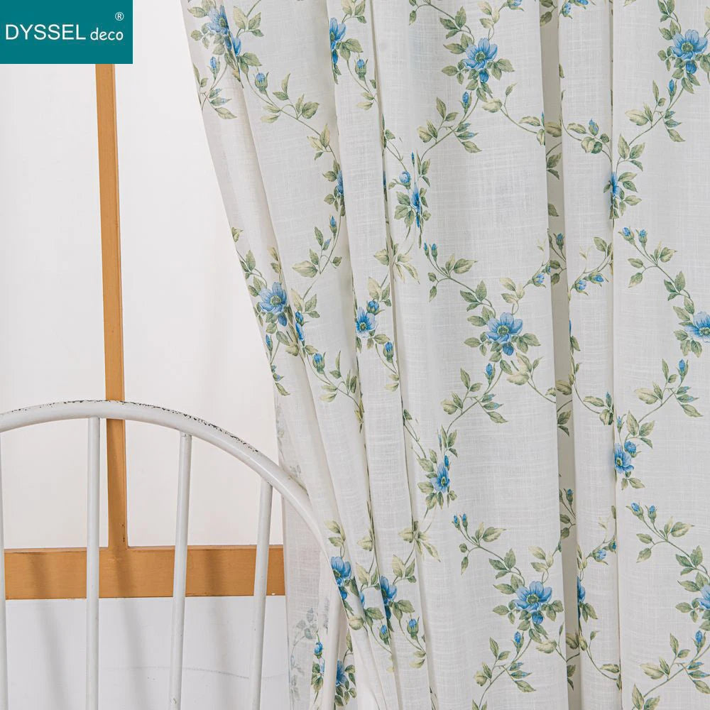 Rideau voile transparent motif floral style moderne salon - vue 6 sur 8