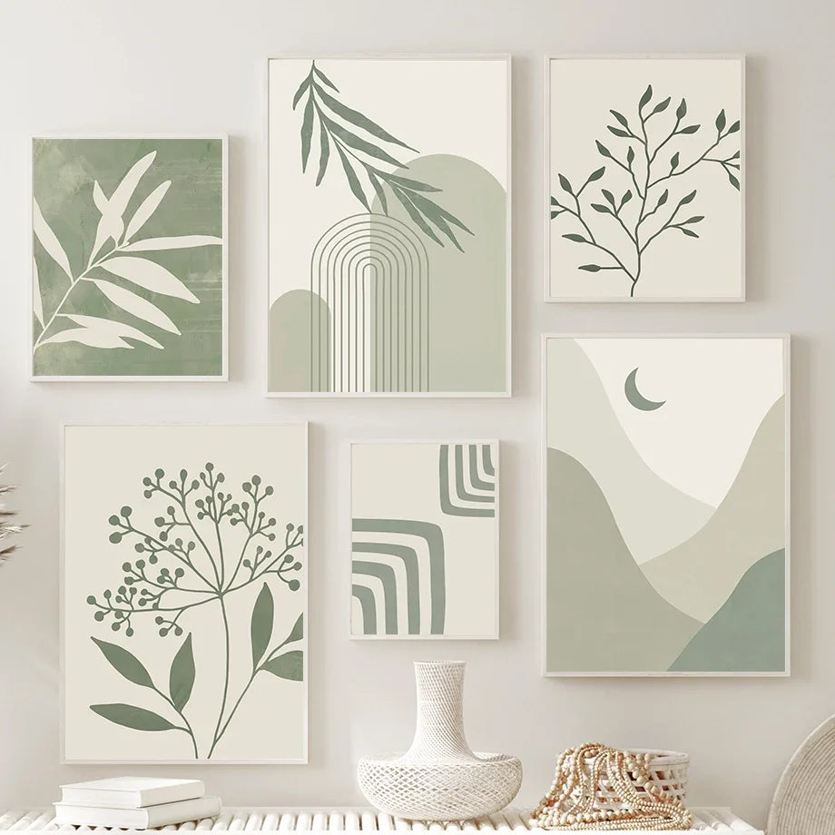 plante géométrique abstraite art mural boho pour décoration intérieure - vue 3 sur 15