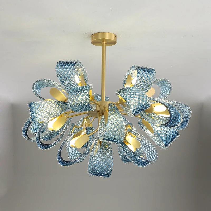 lustre suspendu en verre cristal éclairage moderne pour intérieur - vue 7 sur 21