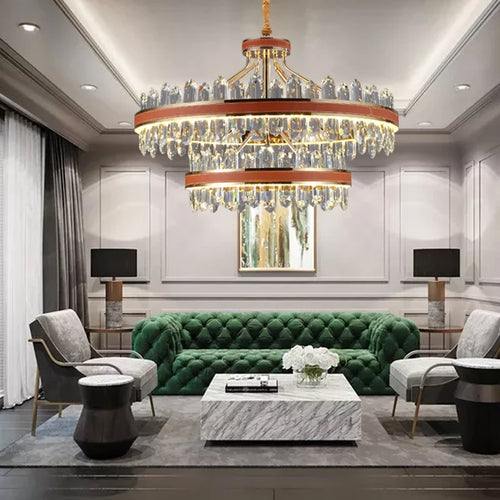 suspension en cristal et cuir pour éclairage moderne créatif de la maison - vue 4 sur 16