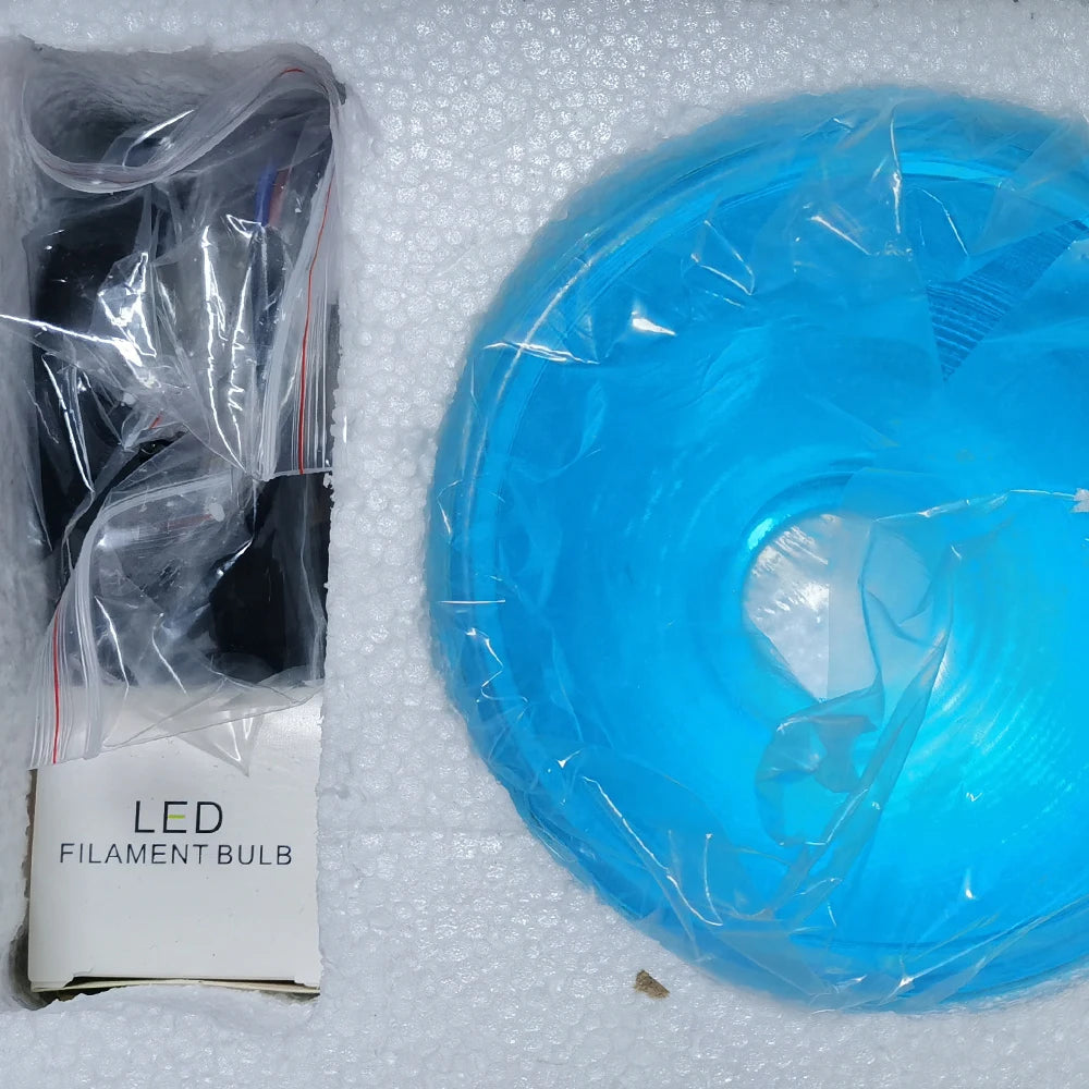 suspension led moderne rétro gzmj rayure bonbons verre - vue 10 sur 10