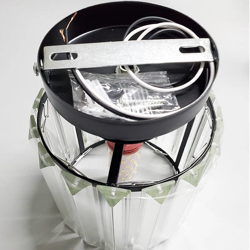plafonnier cristal led lumières carré rond salon - vue 11 sur 11