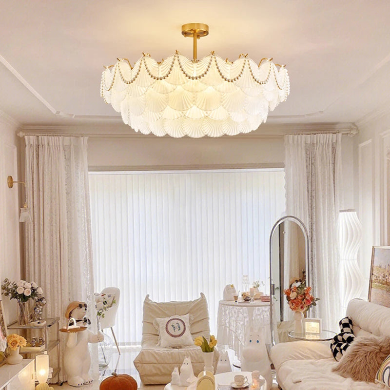 lustre de luxe en forme de coquille en cristal feng shui - vue 6 sur 11