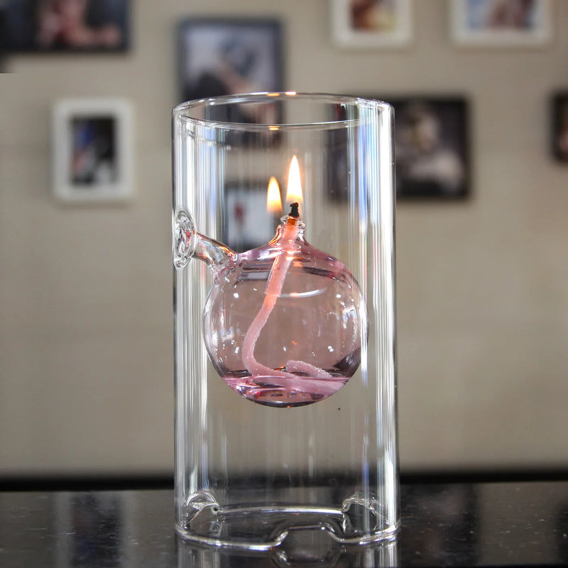 lampe à huile en verre transparent décoration vintage pour intérieur