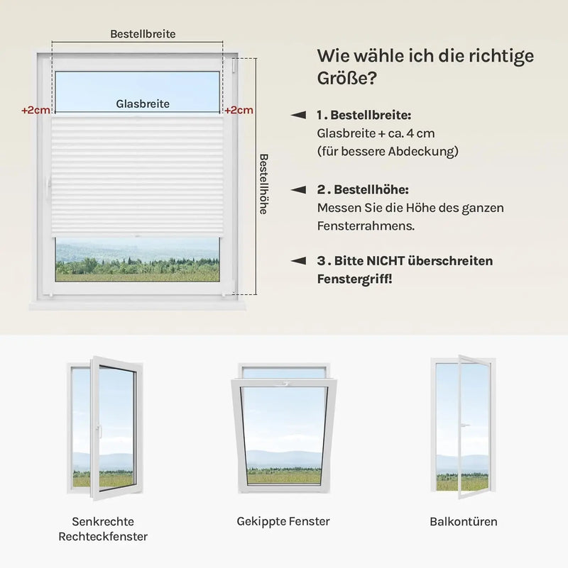 Store plissé sans perçage pour fenêtre salon chambre