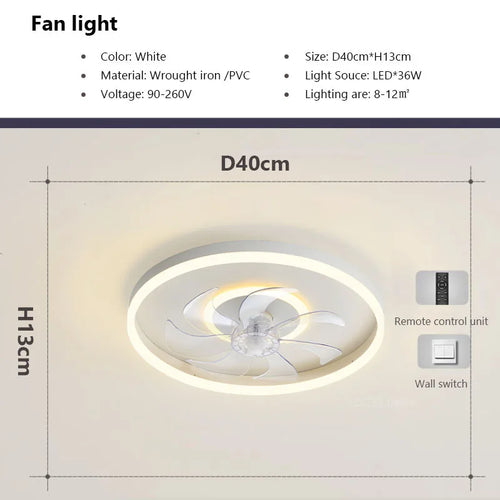 plafonnier led moderne avec ventilateur et télécommande décoratif pour la maison - vue 12 sur 14