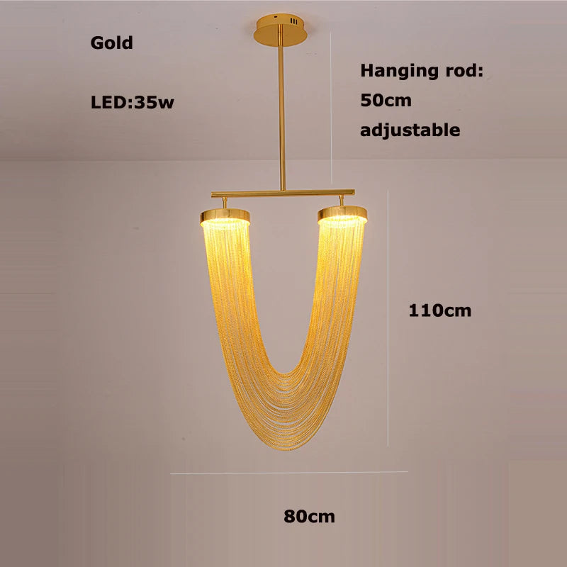 lustre art déco led dimmable en aluminium doré design moderne élégance - vue 15 sur 21