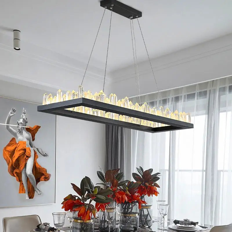 Plafonnier LED en cristal noir et blanc au design moderne