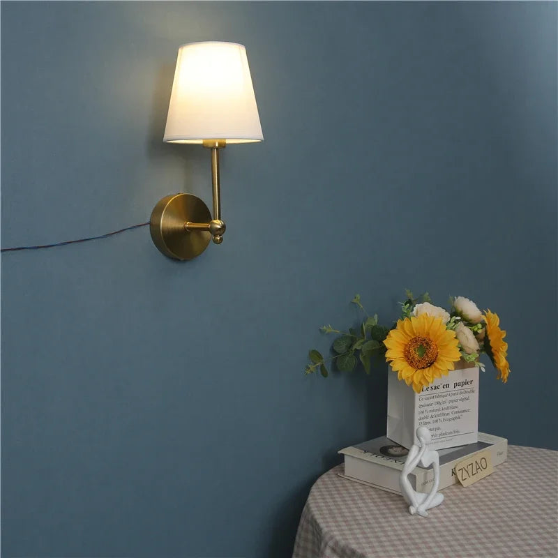 applique murale led rétro américaines couvertes de lin luxueuses - vue 3 sur 8