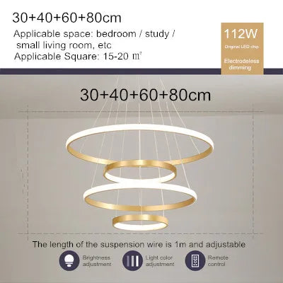 lustre moderne style nordique avec télécommande et anneau lumineux - vue 27 sur 30