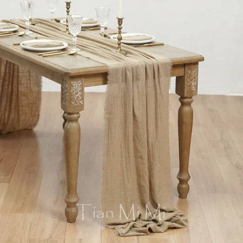 Chemin de table coton gaze style vintage mariage - vue 12 sur 29