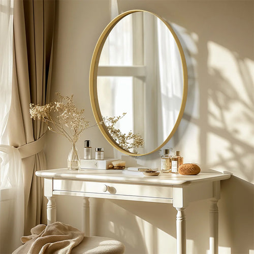 miroir doré brossé avec cadre en métal décoratif - vue 3 sur 6